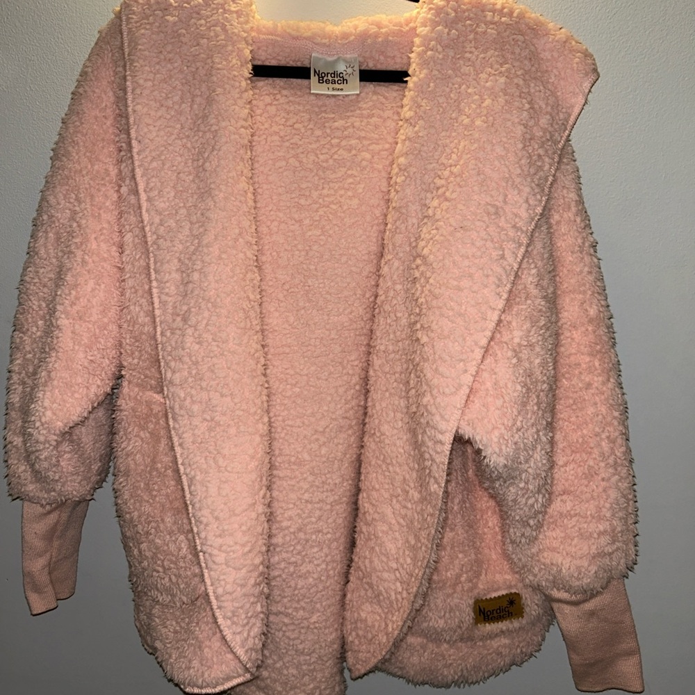 Nordic Beach Light Pink Fleece Cardigan